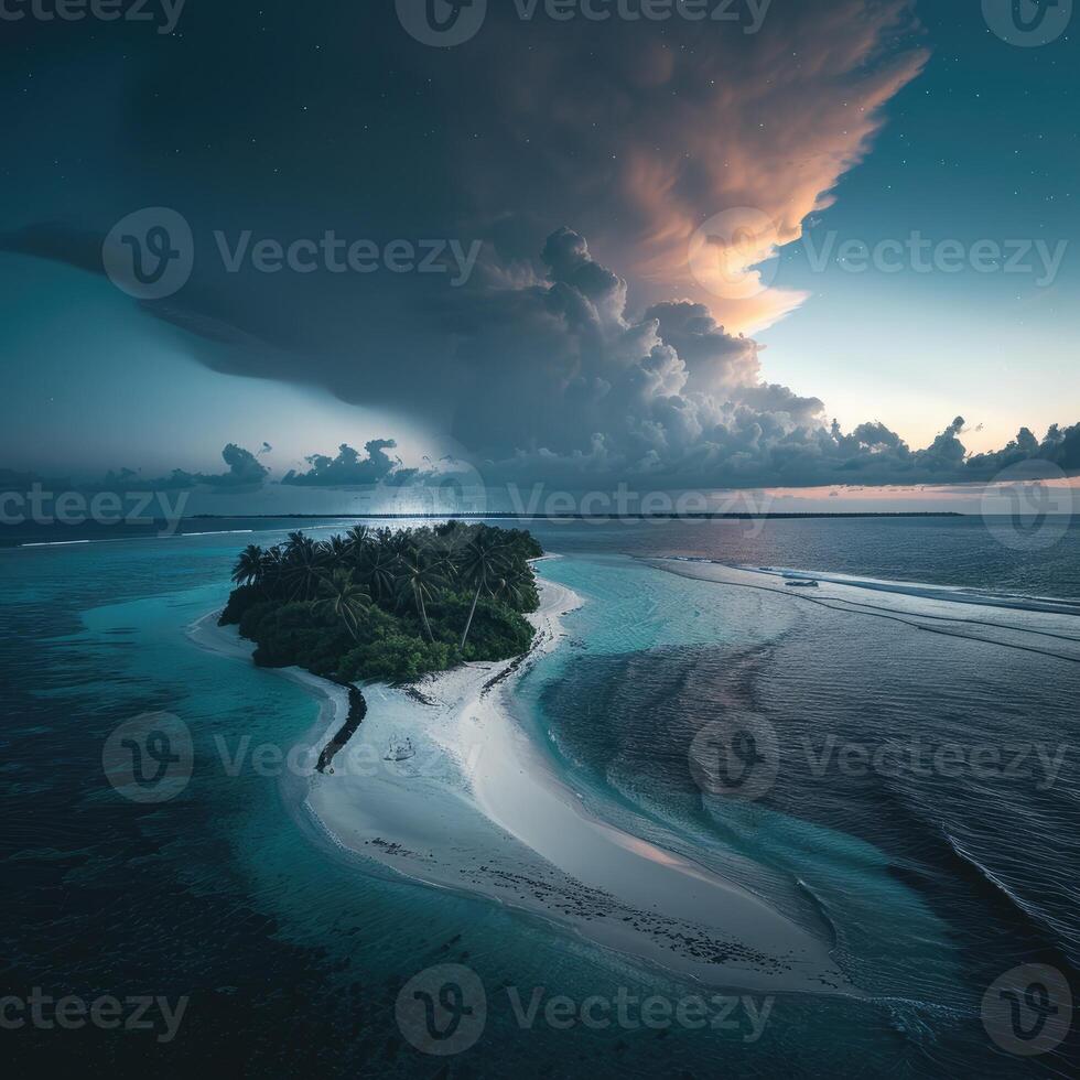 AI generated Aerial view of a beautiful tropical island in the middle of the ocean photo