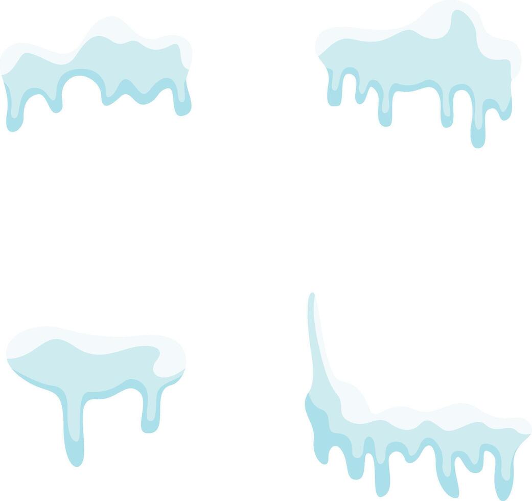 Set of Snowcap Border Illustration. Abstract Cartoon Design On White Background. vector