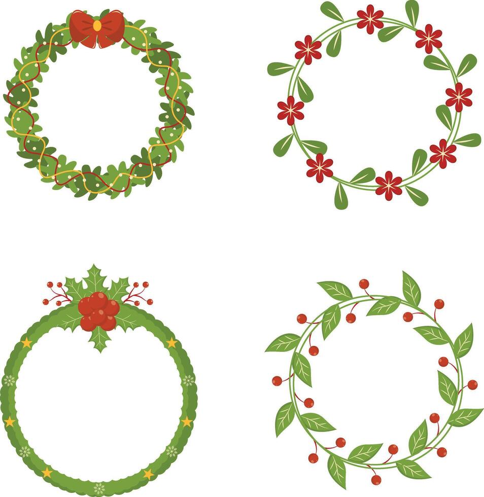 Navidad guirnalda ornamento en blanco antecedentes. vector ilustración conjunto