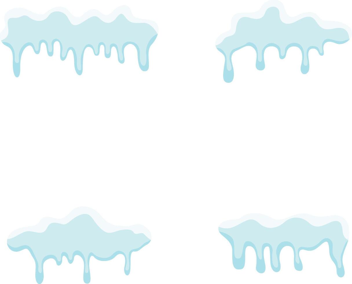 Set of Snowcap Border Illustration. Abstract Cartoon Design On White Background. vector