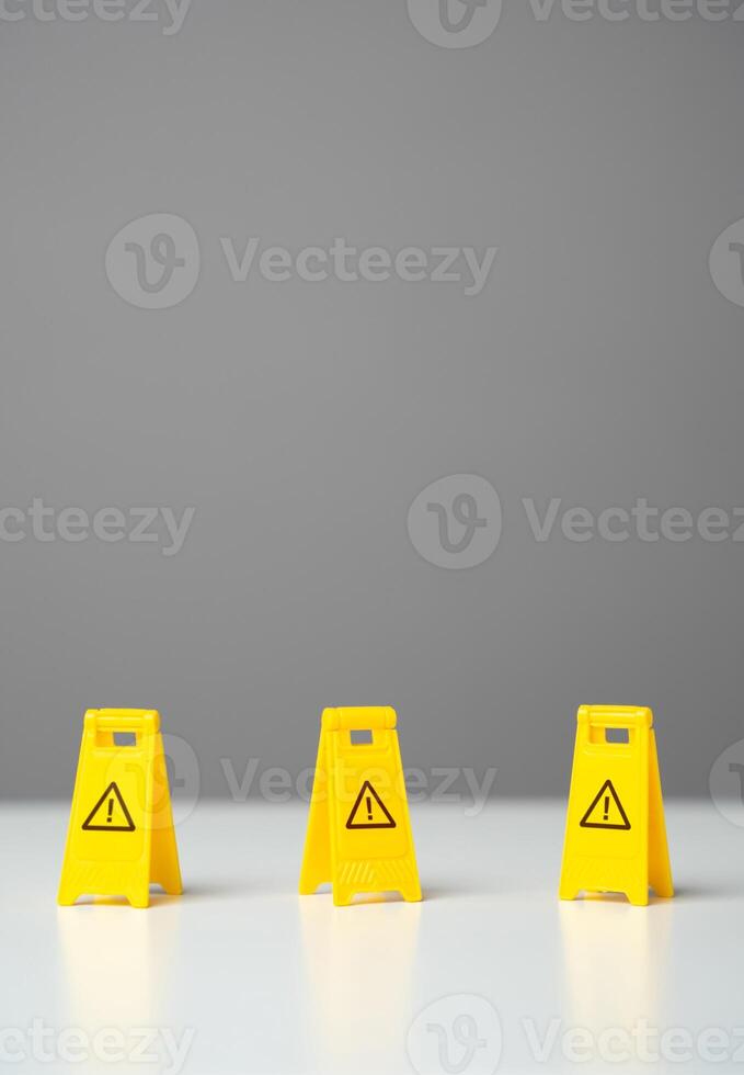 Perimeter warning signs. Be careful. No no zone. Overcome obstacles and forge ahead towards goals. Avoid trouble. Adaptability. Find a way through dangers and risks. Find a safe path. photo
