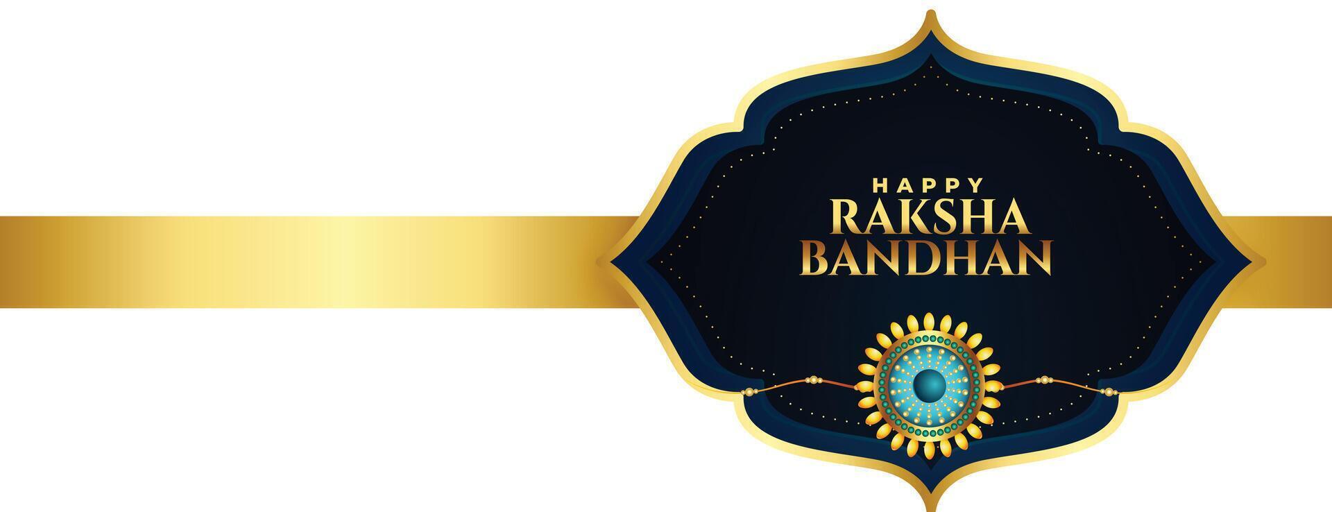 happy raksha bandhan festival banner golden design vector