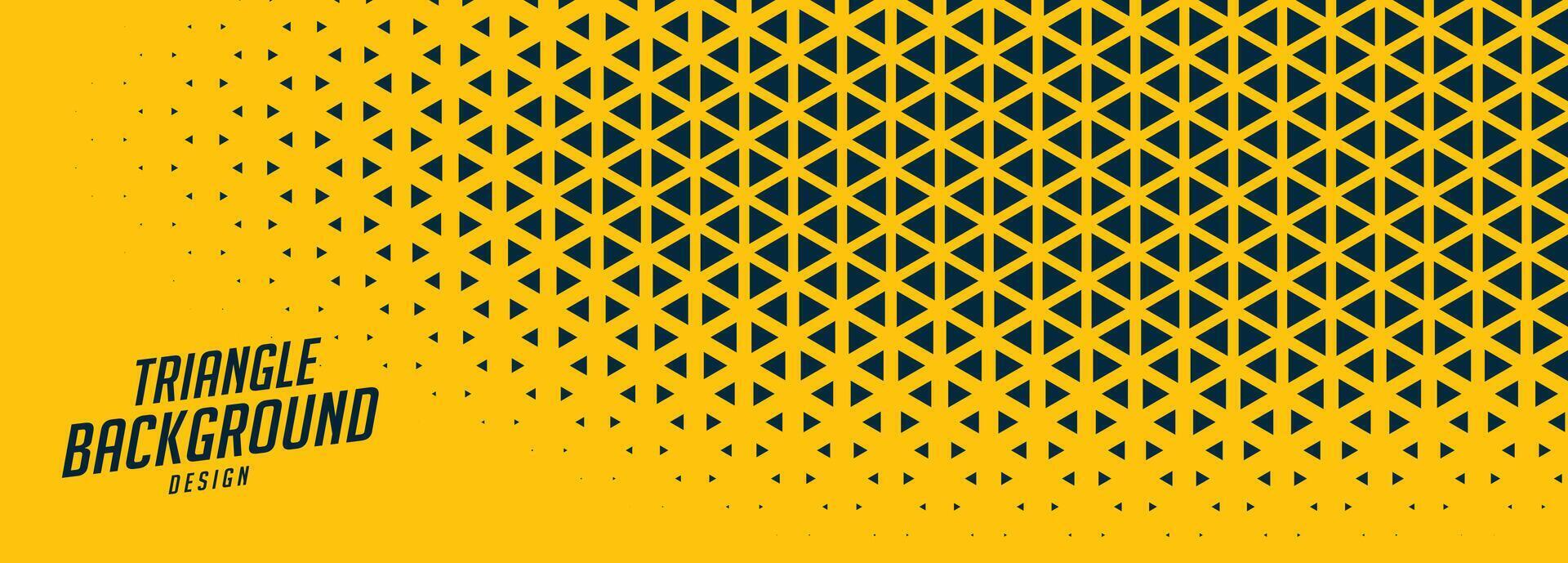 abstract yellow wide banner with triangle shapes vector