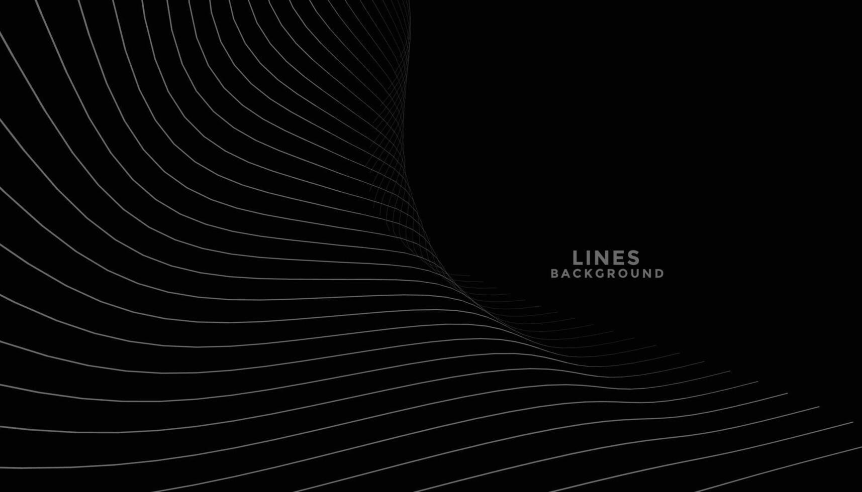 black background with flowing curve lines design vector