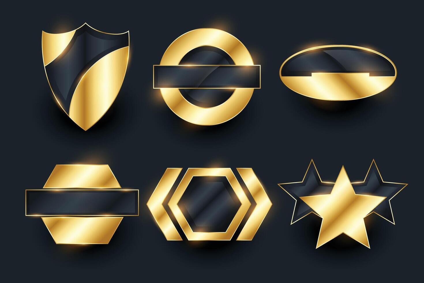 golden empty badge labels elements collection design vector
