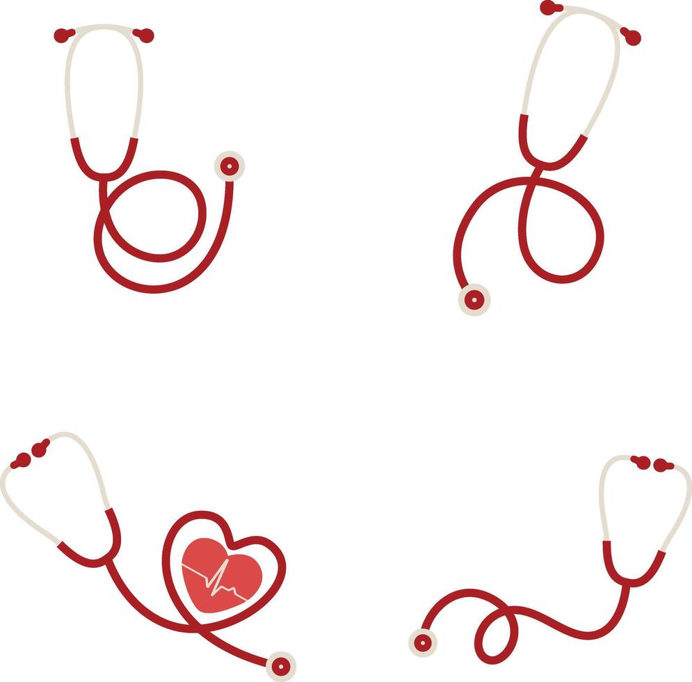 Stethoscope Medical Icon Collection. Isolated On White Background vector