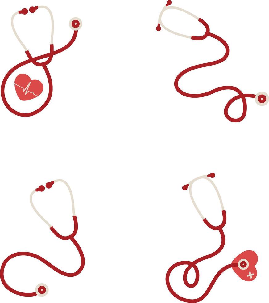 Stethoscope Medical Icon Collection. Isolated On White Background vector