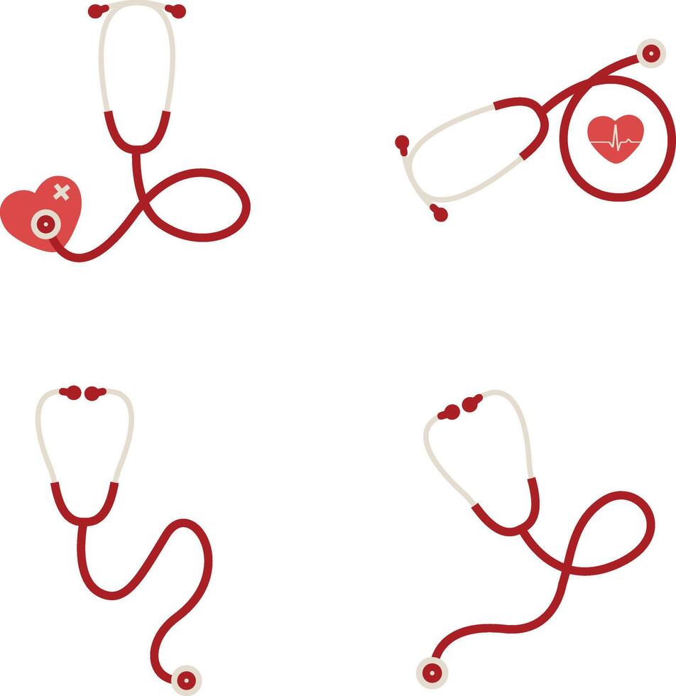 Stethoscope Medical Icon Collection. Isolated On White Background vector