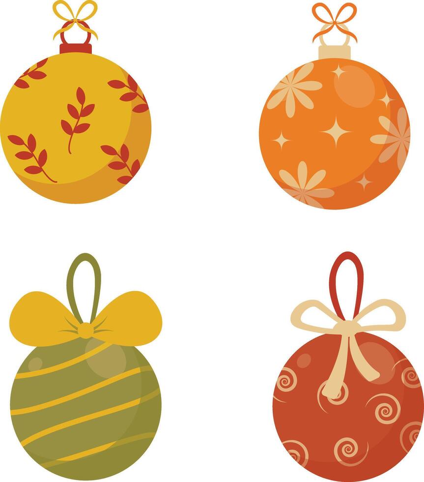 Collection of Christmas Ball Decoration. Vector Illustration on a White Background.