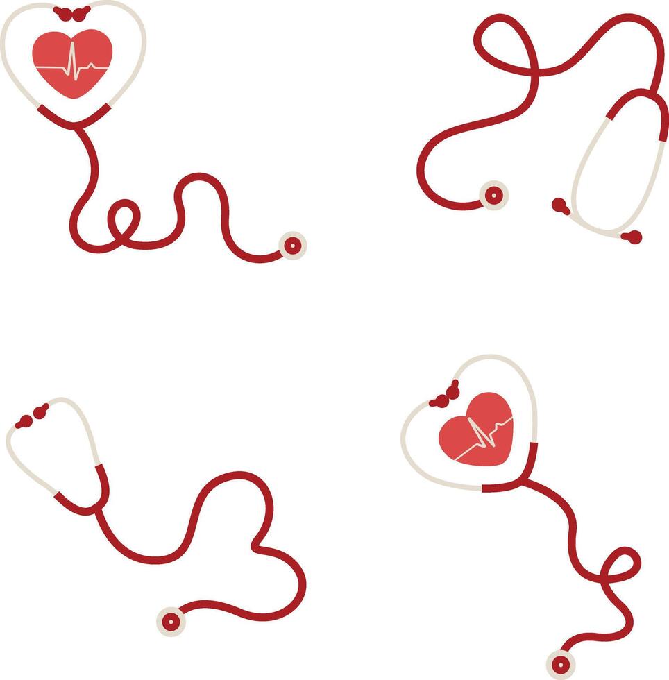 Stethoscope Medical Icon Collection. Isolated On White Background vector