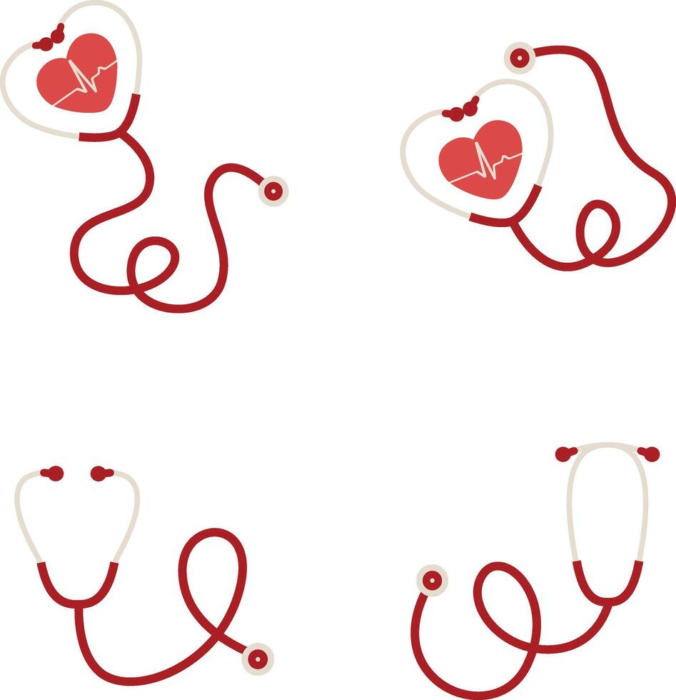 Stethoscope Medical Icon Collection. Isolated On White Background vector