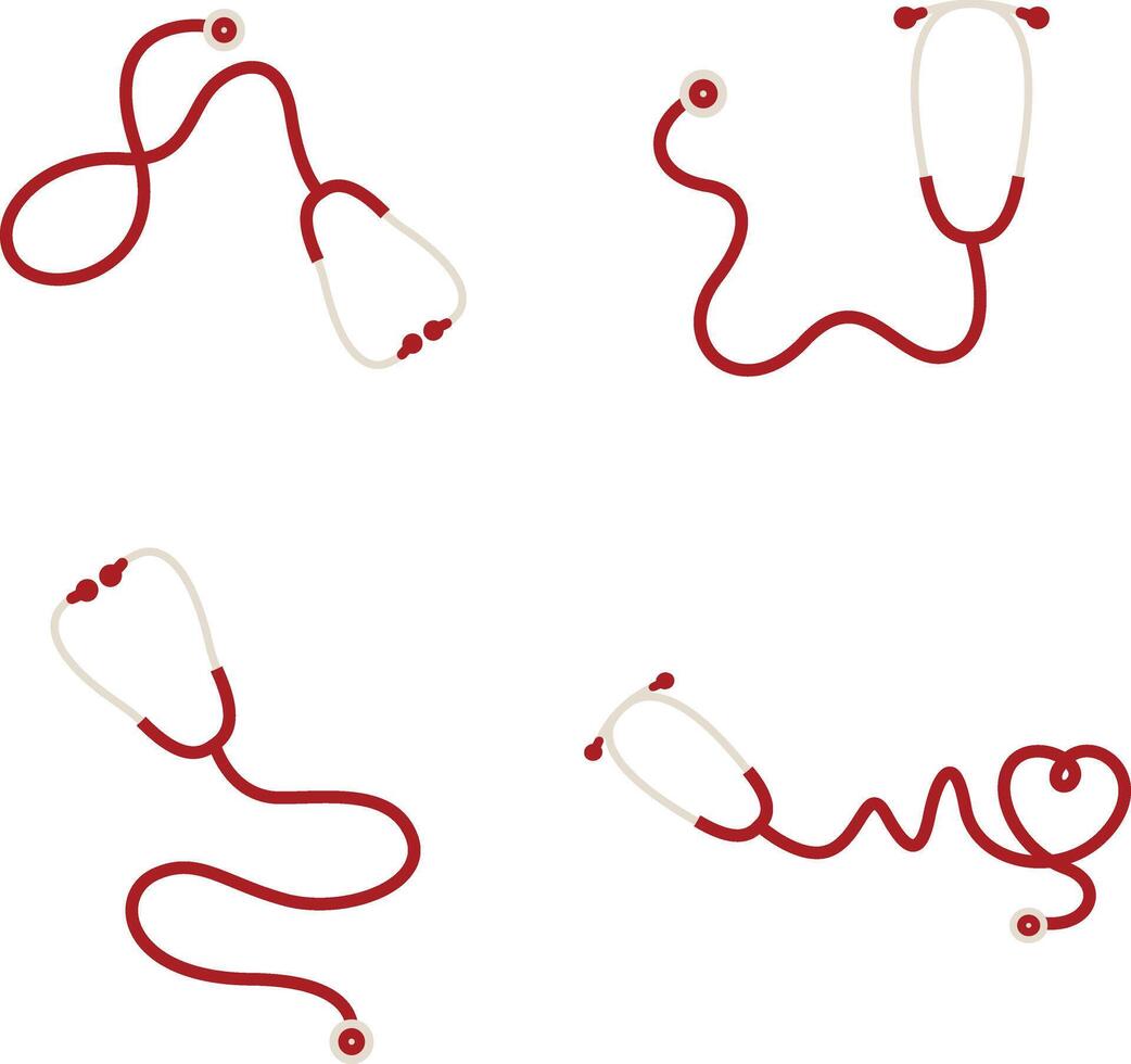 Stethoscope Medical Icon Collection. Isolated On White Background vector