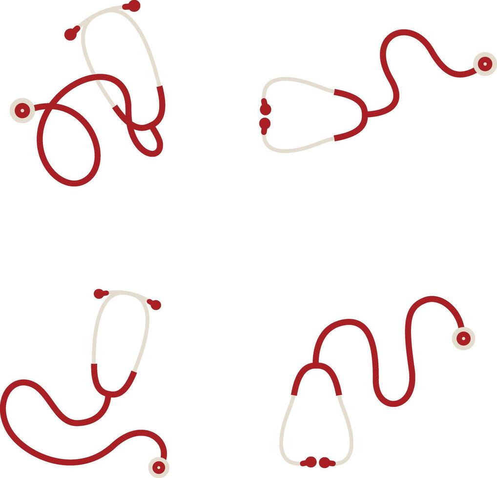 Stethoscope Medical Icon Collection. Isolated On White Background vector