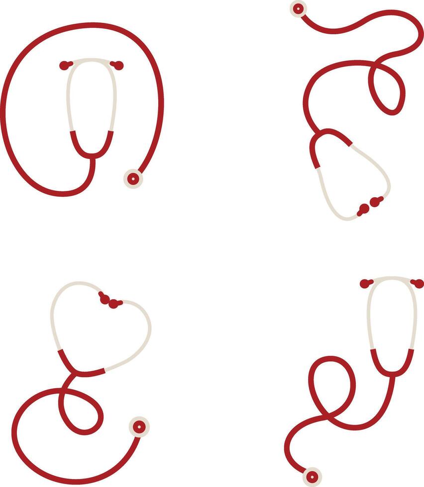 Stethoscope Medical Icon Collection. Isolated On White Background vector