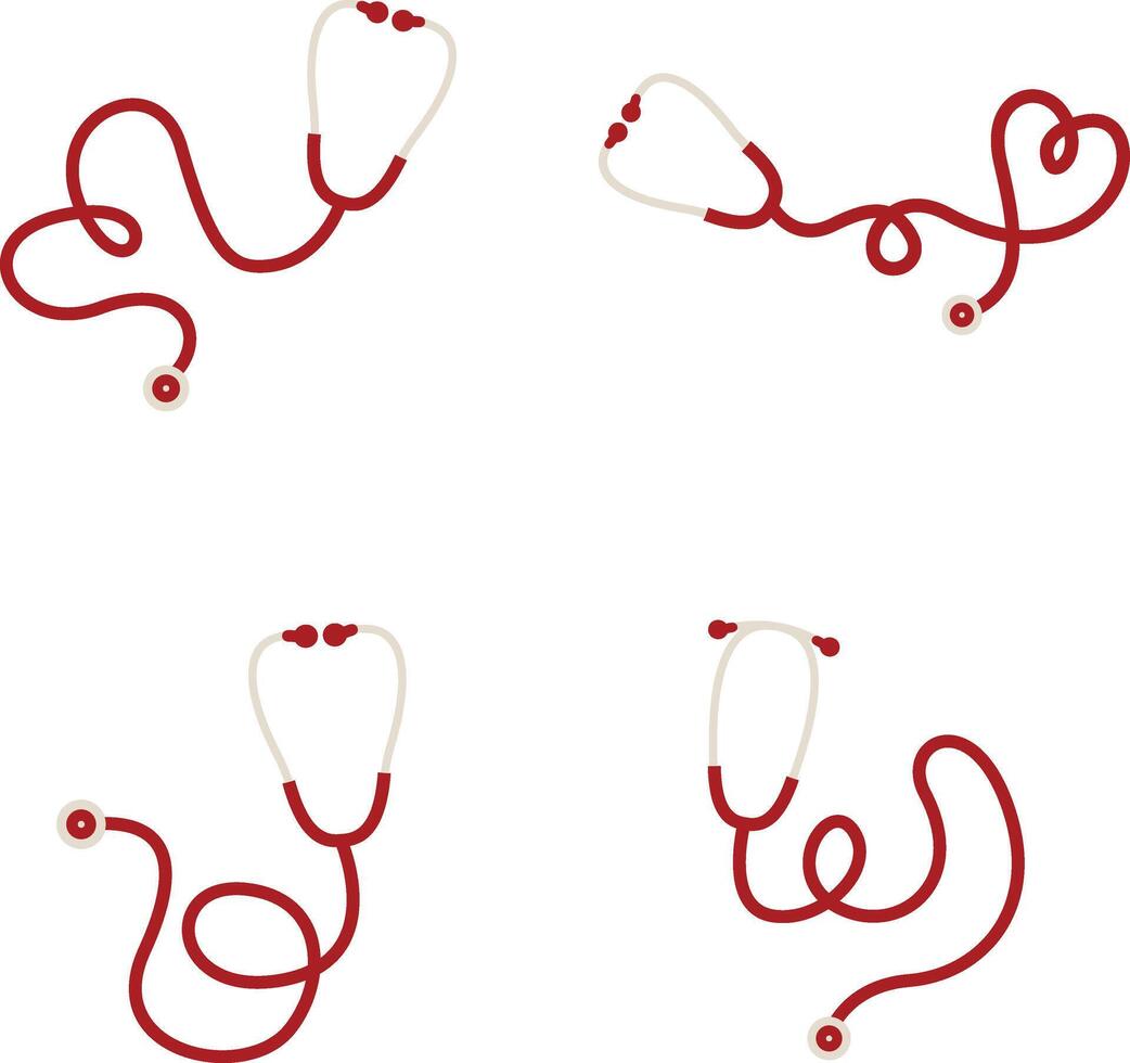 Stethoscope Medical Icon Collection. Isolated On White Background vector