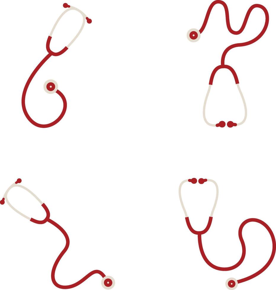 Stethoscope Medical Icon Collection. Isolated On White Background vector