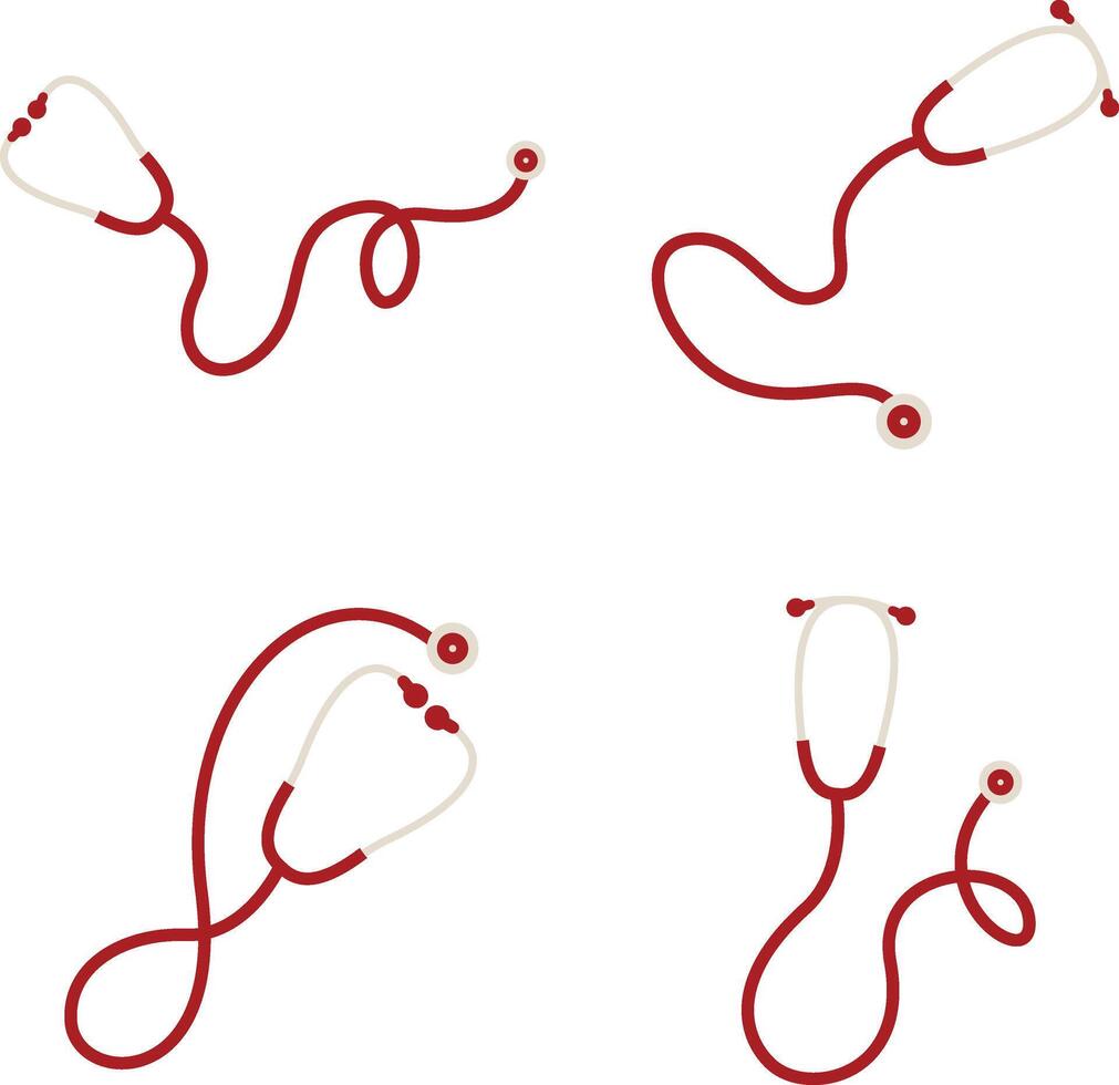 Stethoscope Medical Icon Collection. Isolated On White Background vector