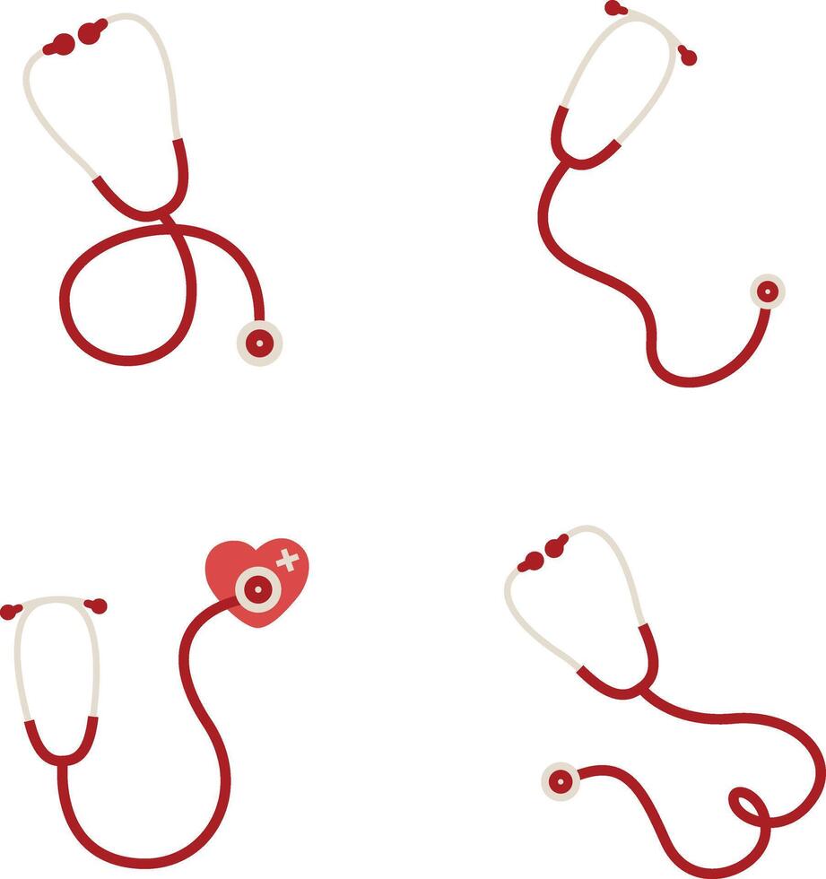 Stethoscope Medical Icon Collection. Isolated On White Background vector