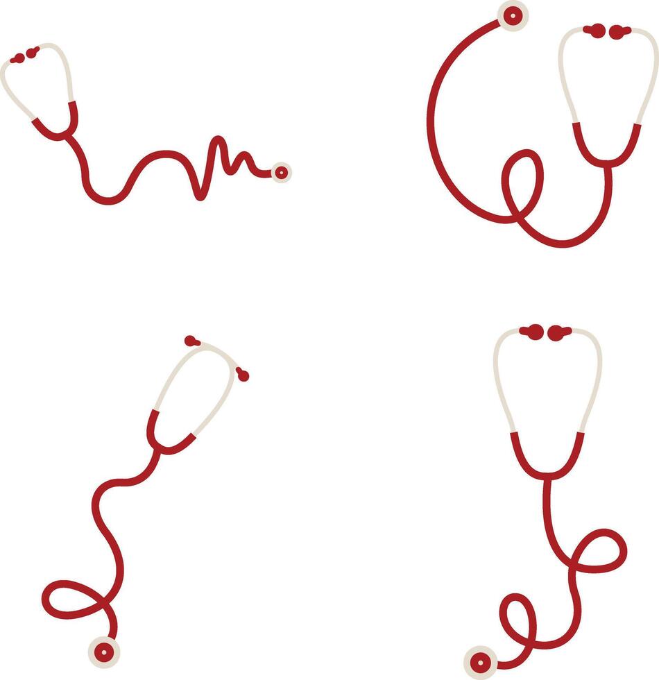 Stethoscope Medical Icon Collection. Isolated On White Background vector