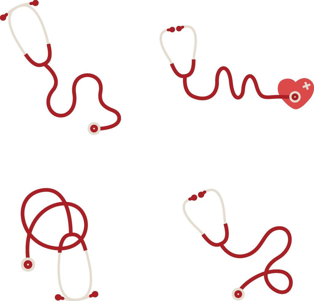 Stethoscope Medical Icon Collection. Isolated On White Background vector