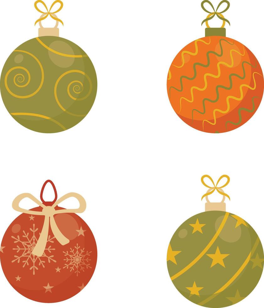 Collection of Christmas Ball Decoration. Vector Illustration on a White Background.