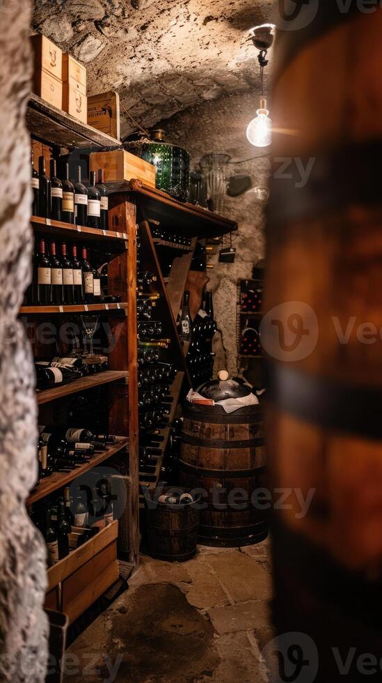 AI generated Luxury wine cellar degustation photo