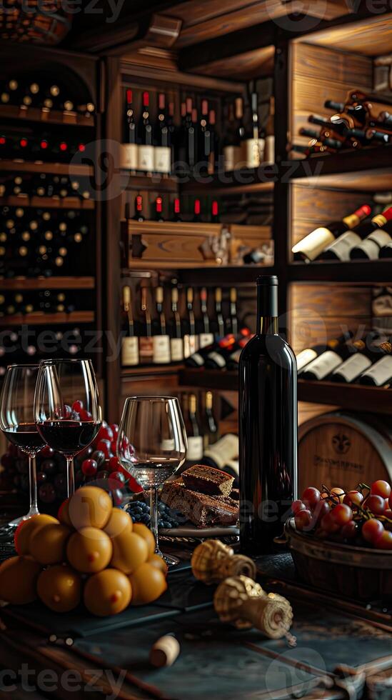 AI generated Luxury wine cellar degustation photo