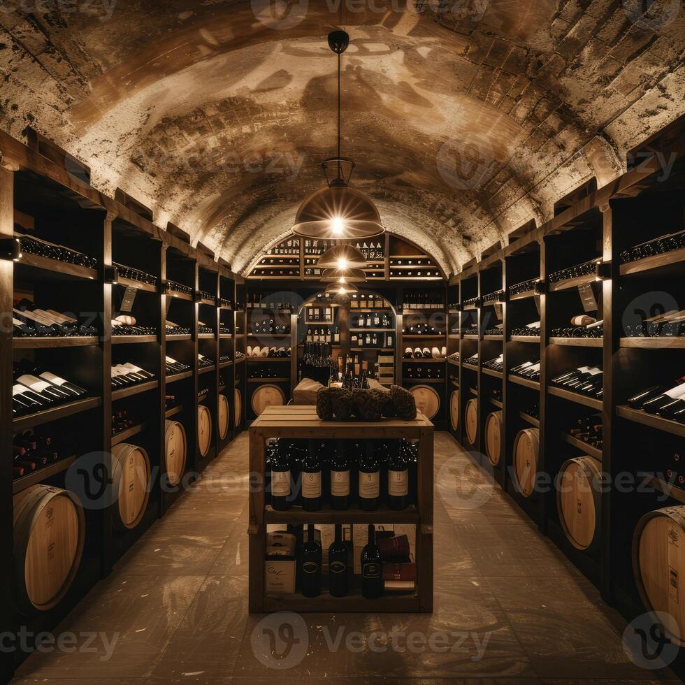 AI generated Luxury wine cellar degustation photo