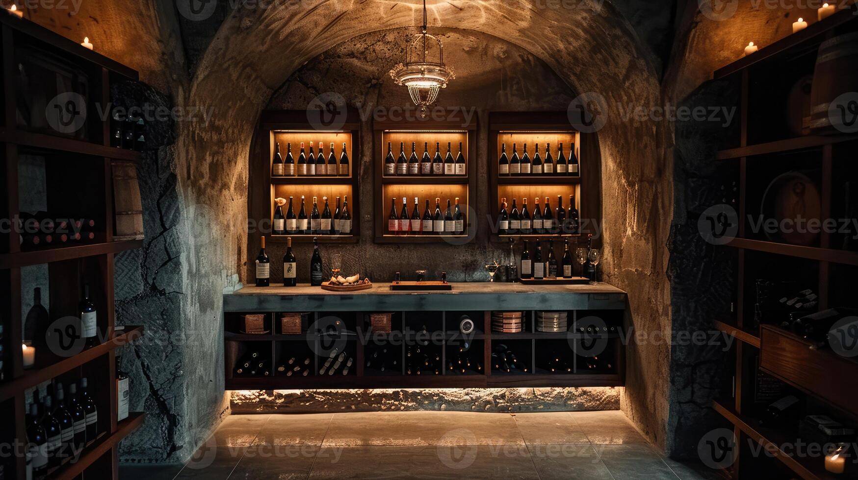 AI generated Luxury wine cellar degustation photo