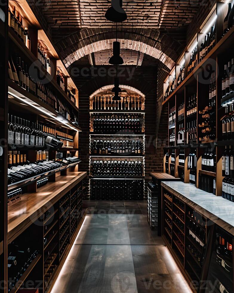 AI generated Luxury wine cellar degustation photo