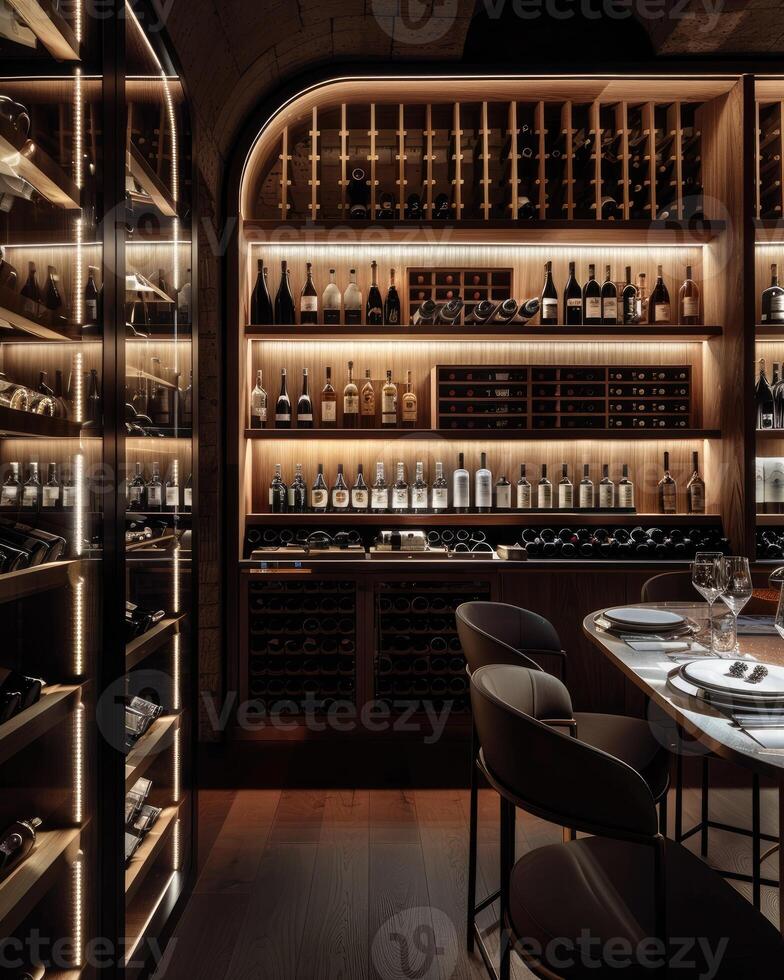 AI generated Luxury wine cellar degustation photo