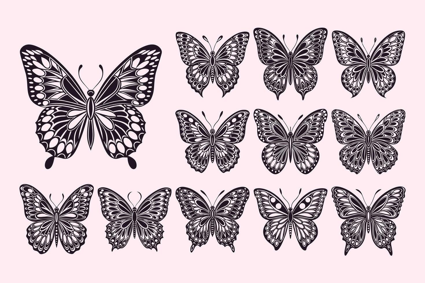 AI generated Flat butterfly silhouette illustration design bundle vector