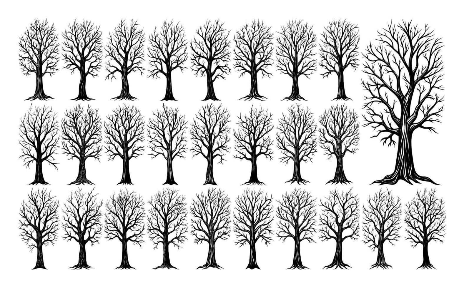 AI generated Illustration of dead tree plant silhouette design bundle vector