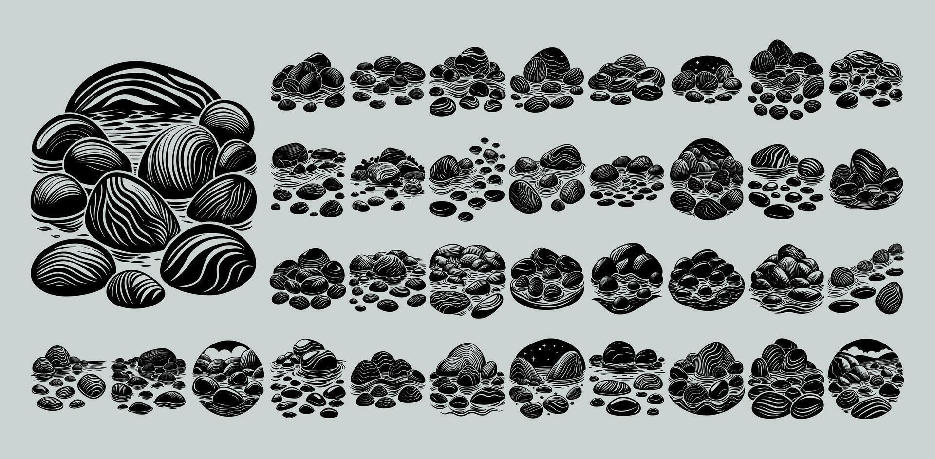 AI generated River rock illustration design template bundle vector