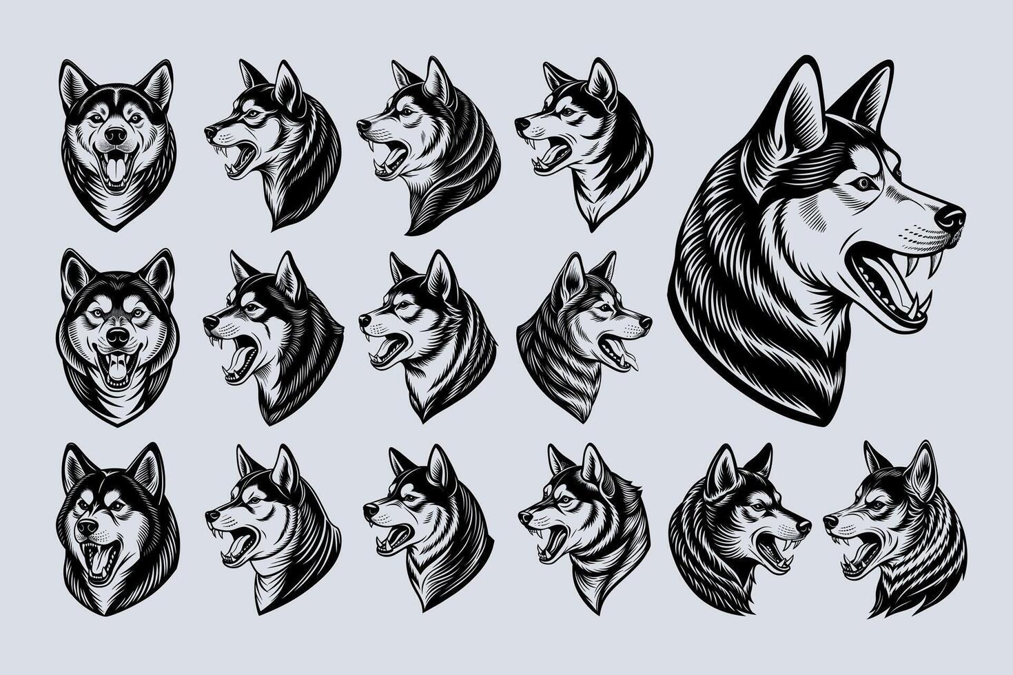 AI generated Bundle of Shiba inu dog head illustration design vector