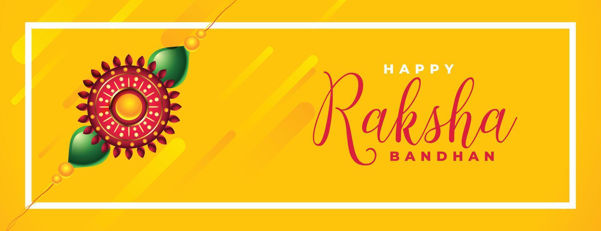 happy raksha bandhan yellow beautiful banner design vector