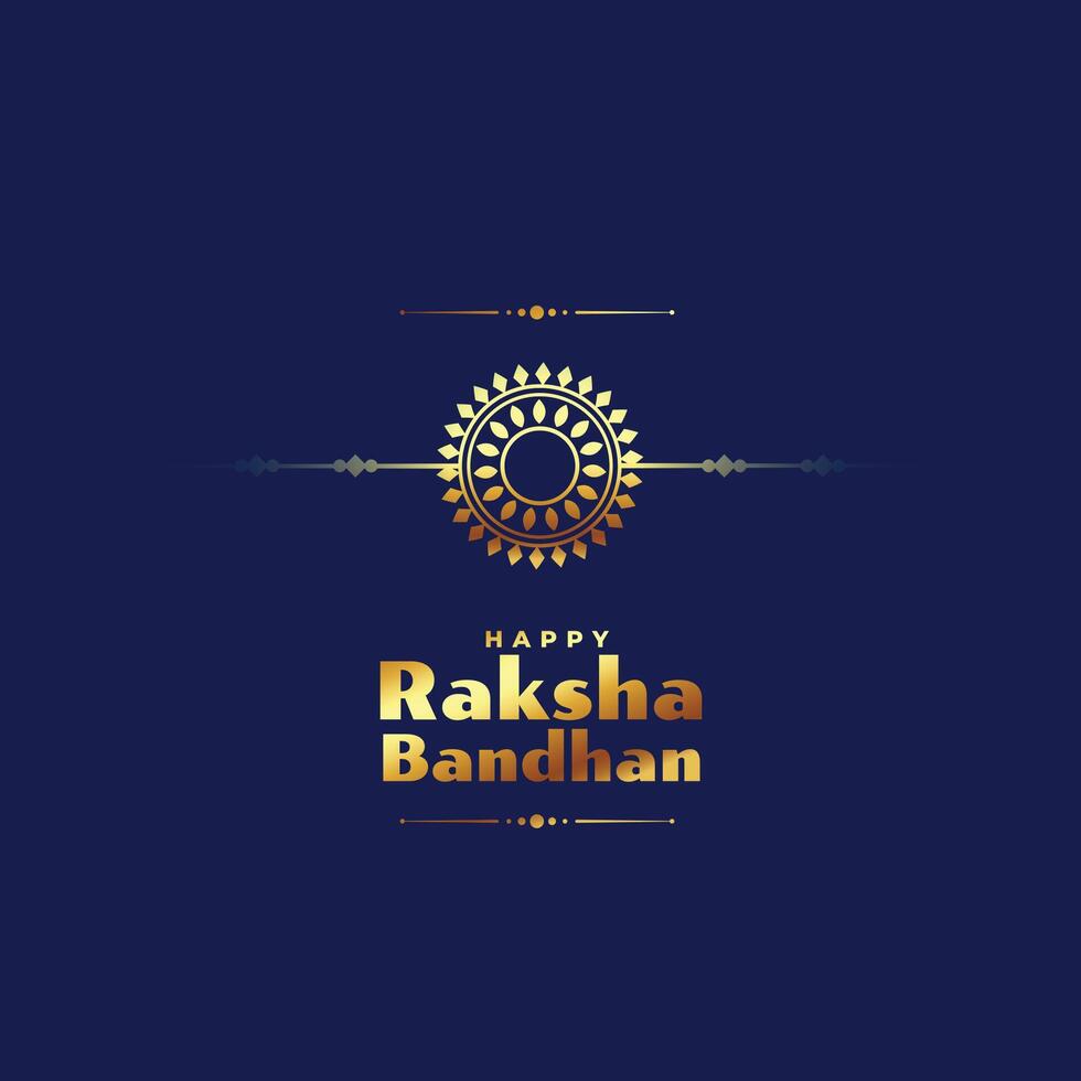 hindu culture raksha bandhan celebration card in golden rakhi and blue background vector