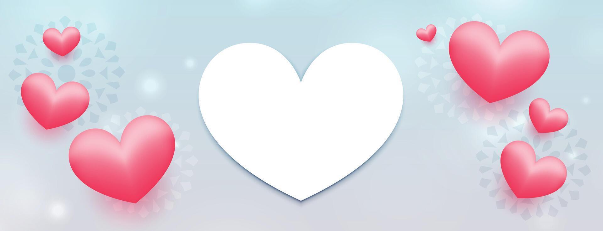 valentines day wide banner with realistic hearts vector