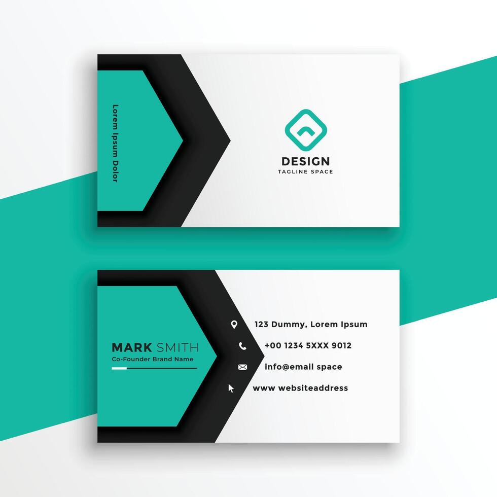elegant turquoise color hexagonal shape business card vector
