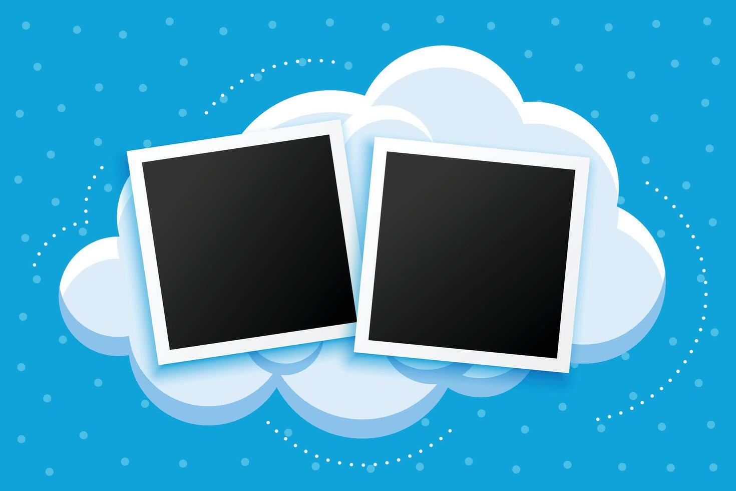 cartoon style photoframes and clouds background design vector