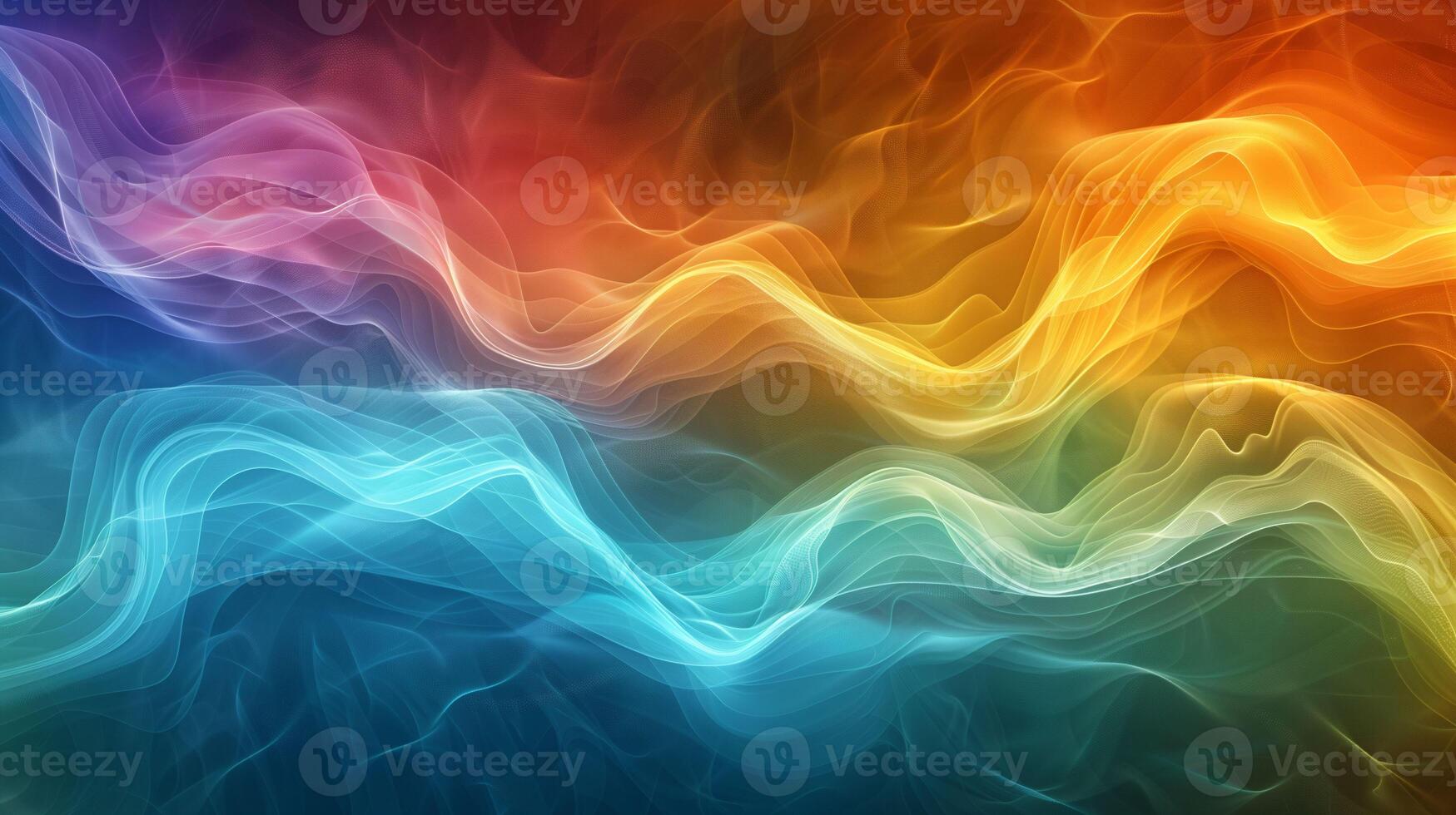 AI generated Rainbow colored wave with smoke effect photo