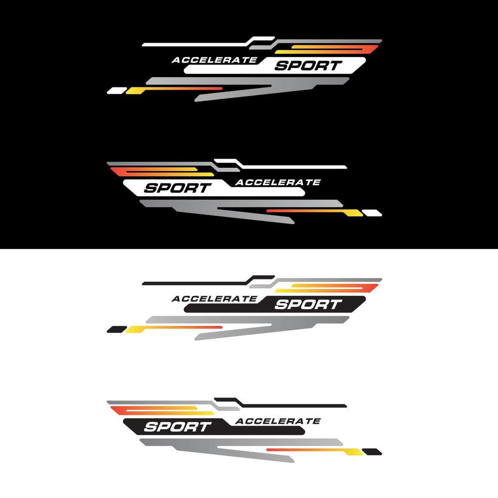Sport racing car stickers stripe abstract shape . vinyl decal templates isolated set vector