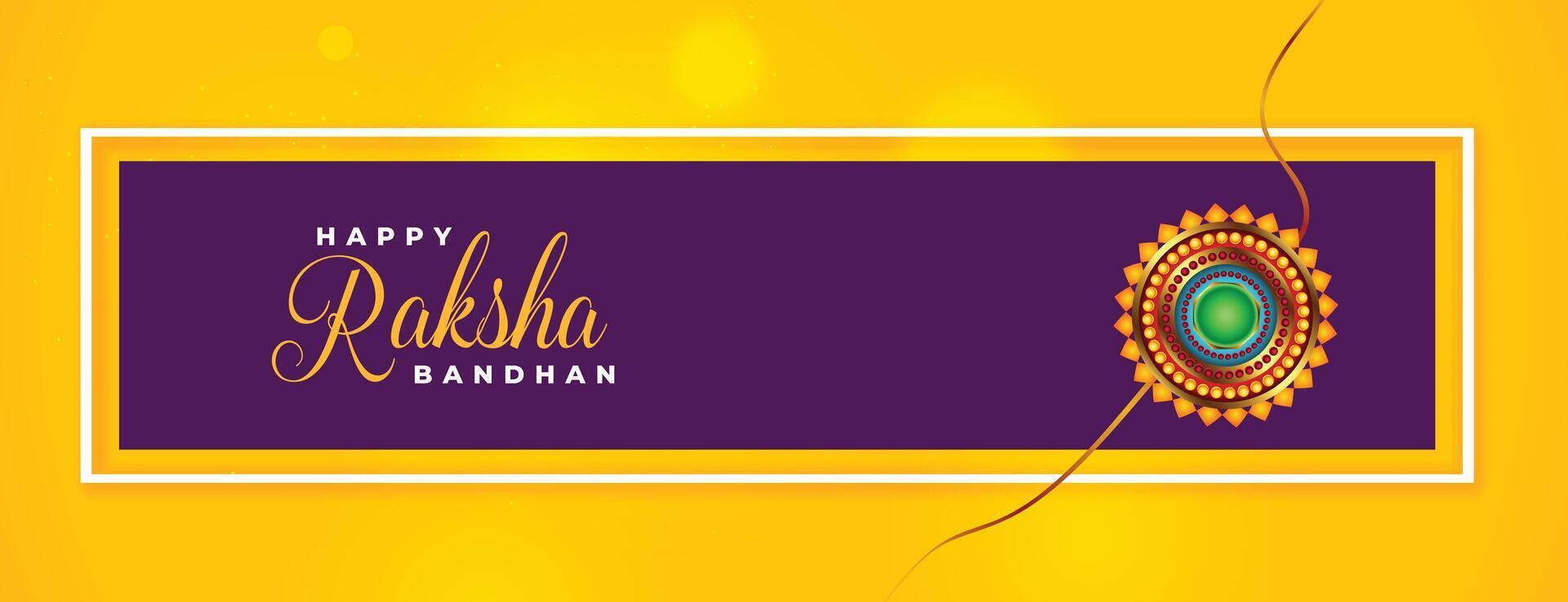 bonito contento raksha Bandhan tradicional amarillo bandera diseño vector