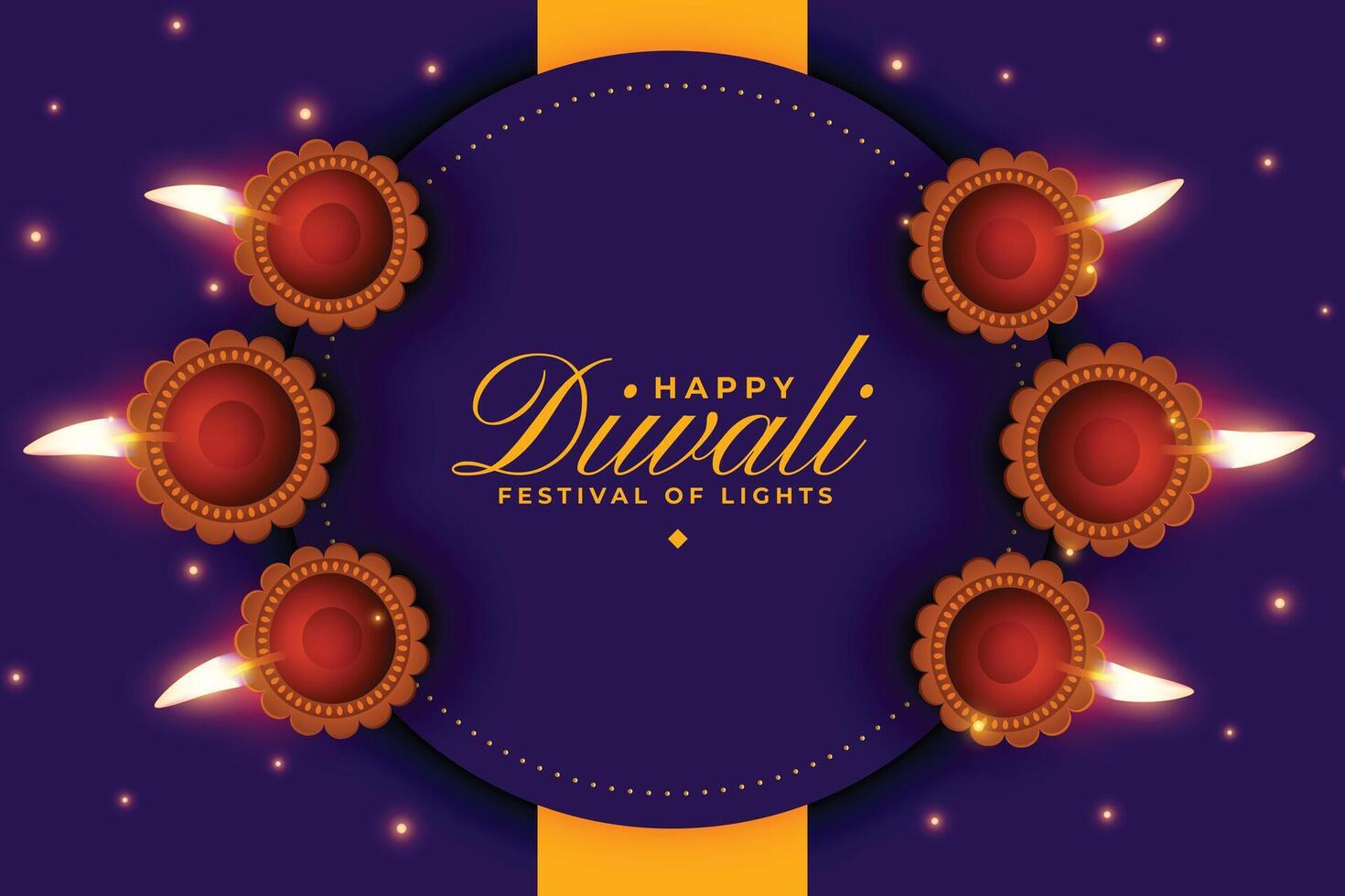 happy diwali greeting banner with realistic oil lamp design vector