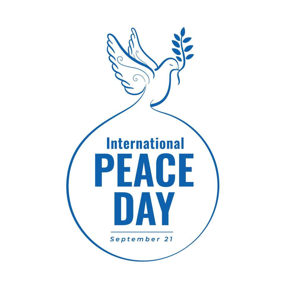 world peace day background with dove and olive branch design vector illustration