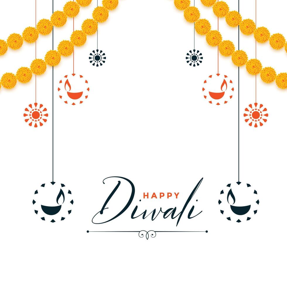 decorative happy diwali festival white background design vector