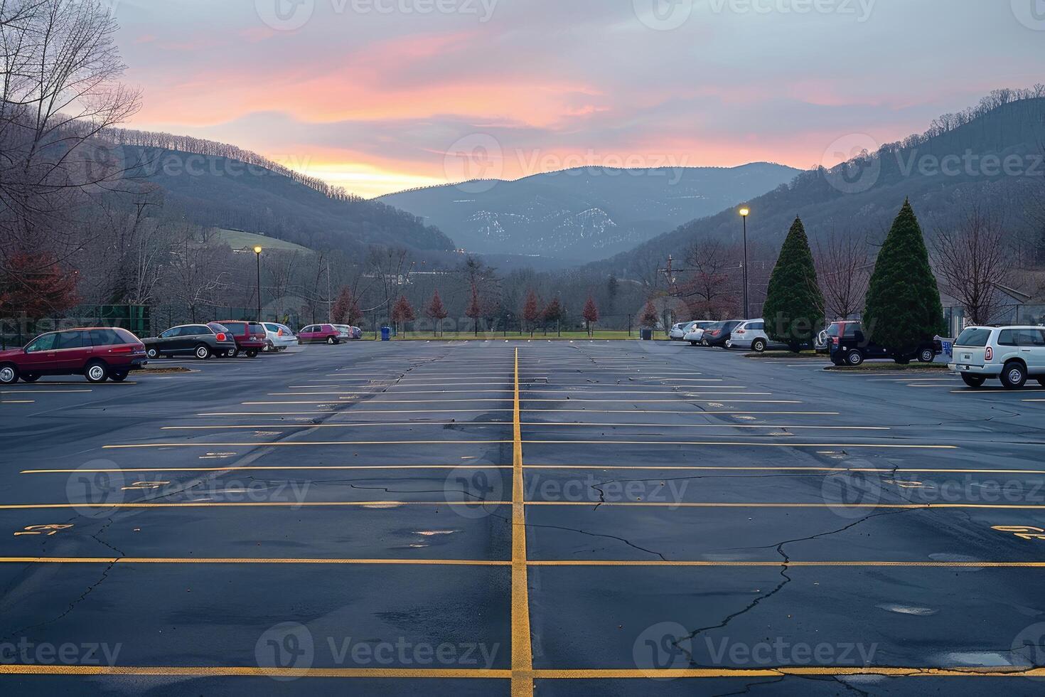 AI generated empty car parking lot and space professional photography photo