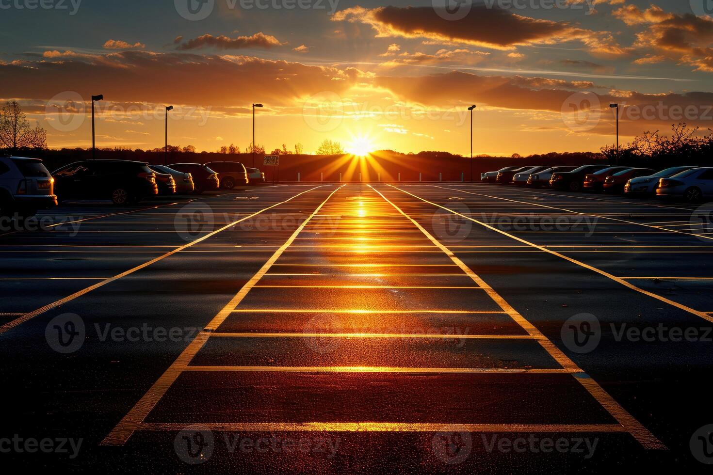 AI generated empty car parking lot and space professional photography photo