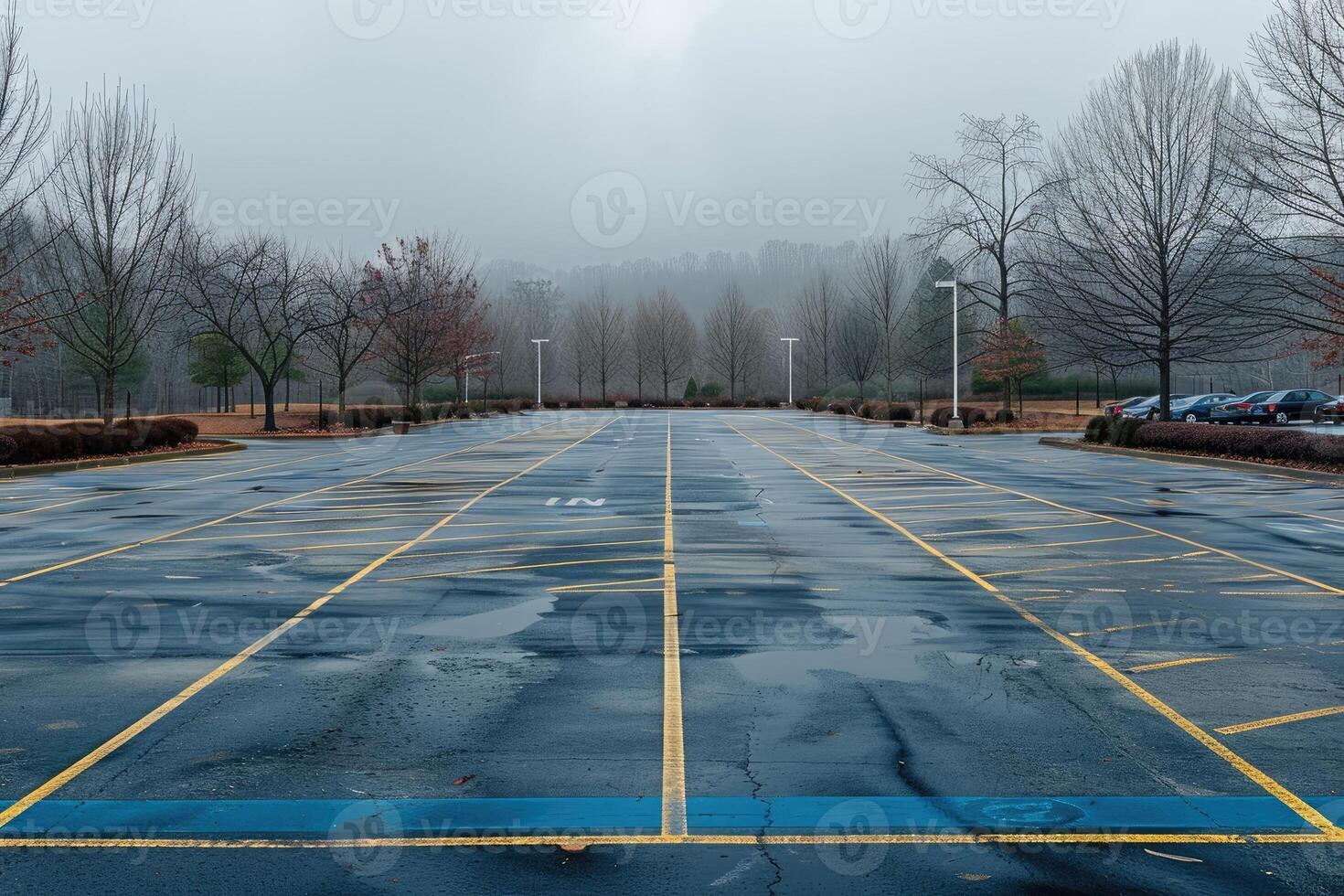 AI generated empty car parking lot and space professional photography photo