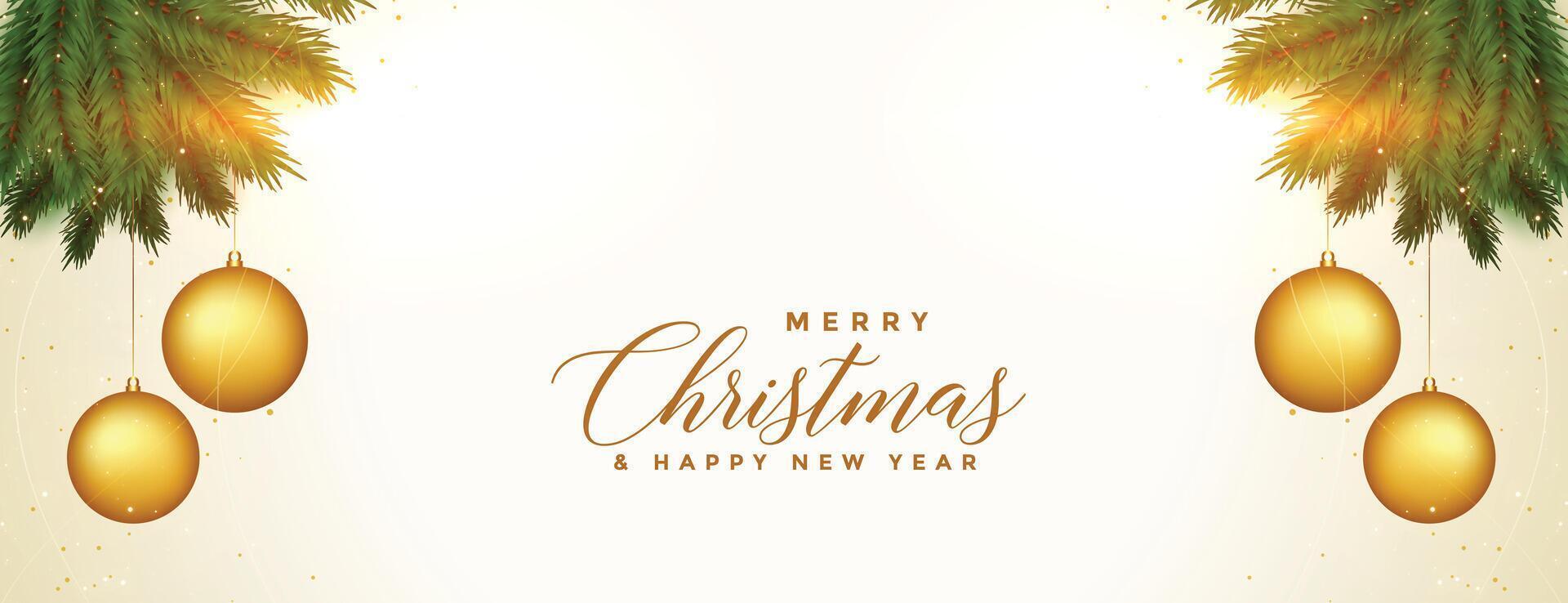 merry christmas decorative golden festival banner design vector